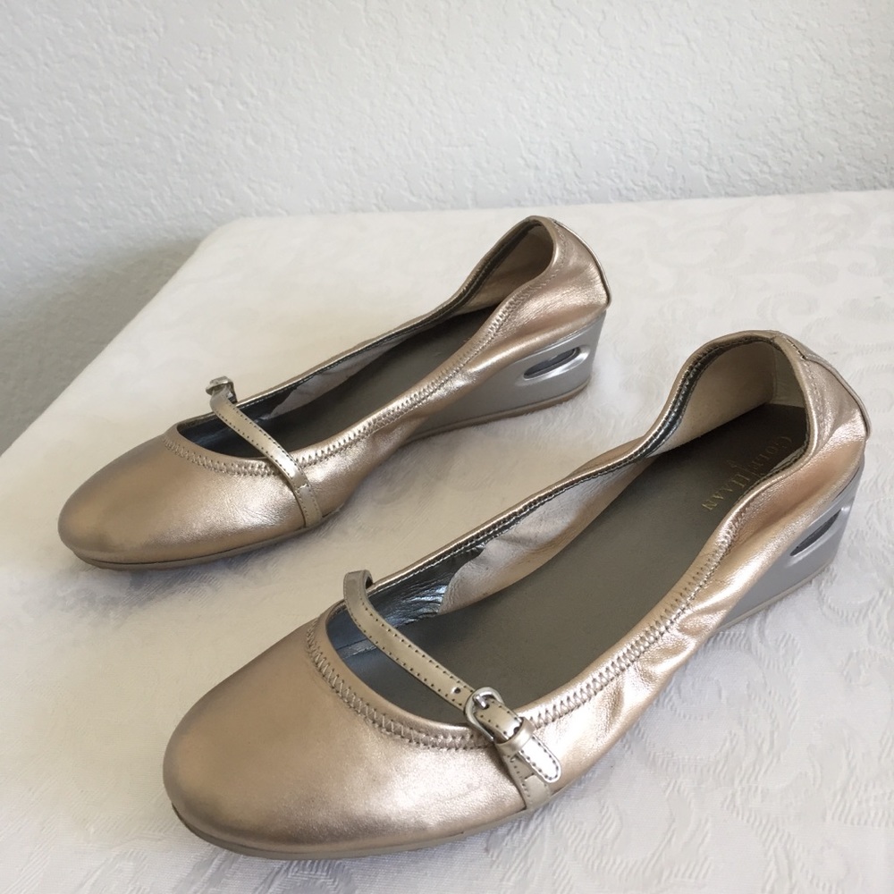 Cole Haan silver Nike air wedge flats